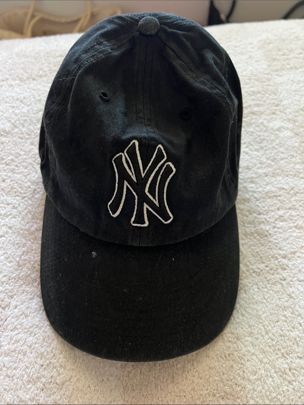 Black Baseball Cap with White NY Logo - Women’s Hat